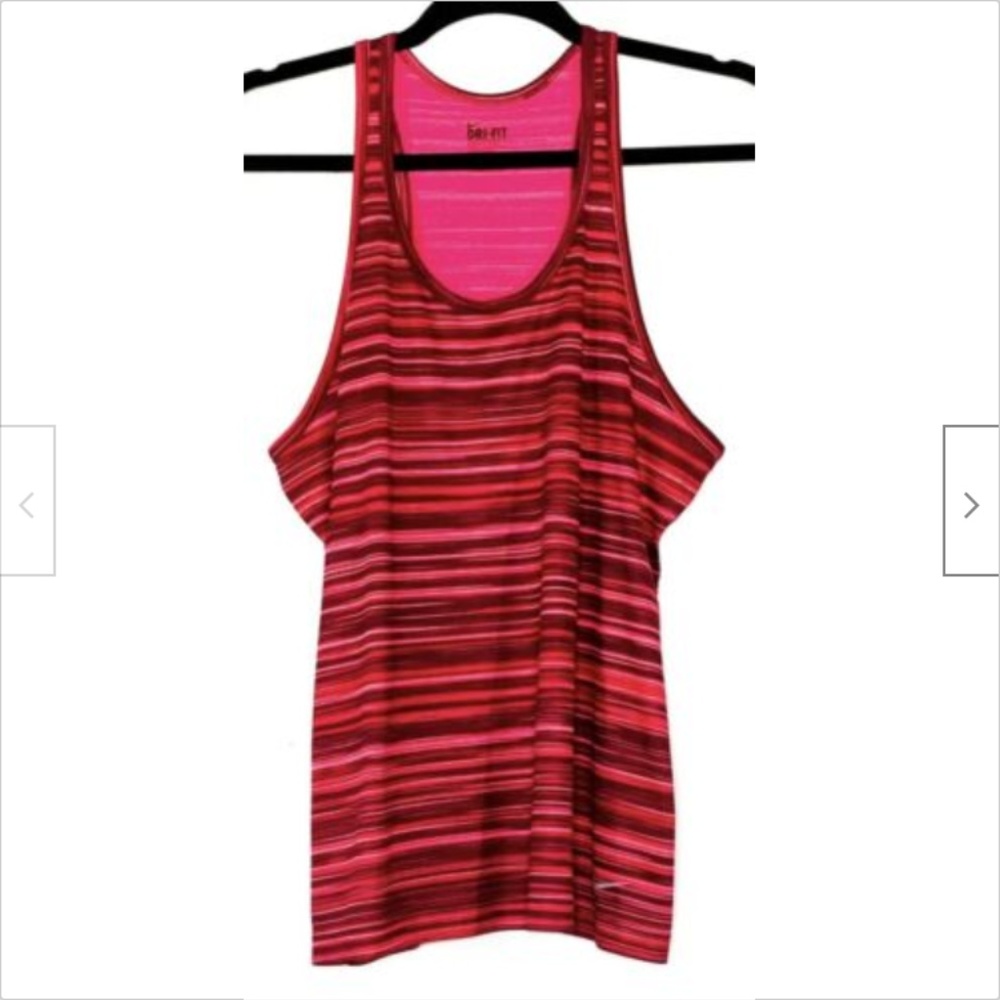 Nike Racerback Athletic Tank Top Lg Pink Striped